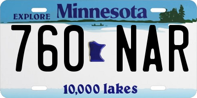 MN license plate 760NAR