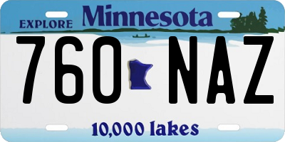 MN license plate 760NAZ