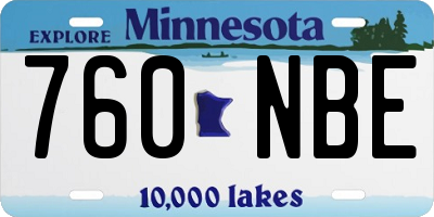 MN license plate 760NBE