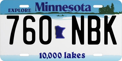 MN license plate 760NBK