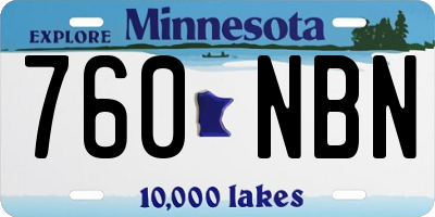MN license plate 760NBN