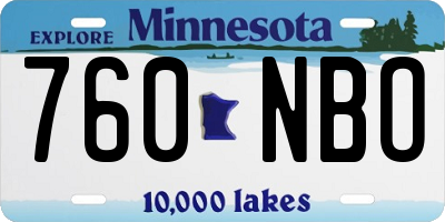 MN license plate 760NBO