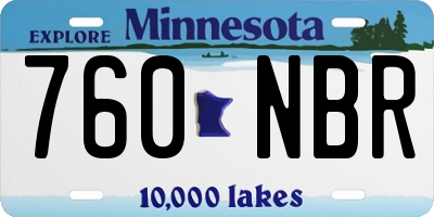 MN license plate 760NBR
