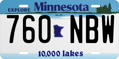 MN license plate 760NBW