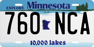 MN license plate 760NCA