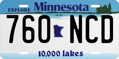 MN license plate 760NCD