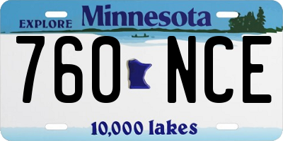 MN license plate 760NCE