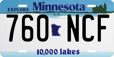 MN license plate 760NCF