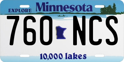 MN license plate 760NCS