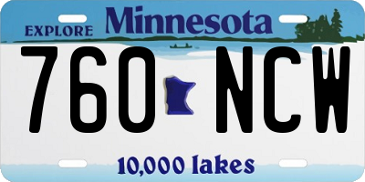 MN license plate 760NCW