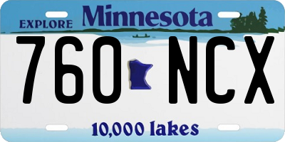 MN license plate 760NCX