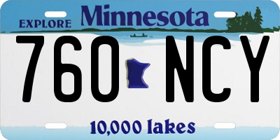 MN license plate 760NCY