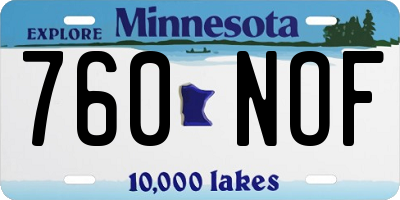 MN license plate 760NOF