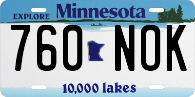 MN license plate 760NOK
