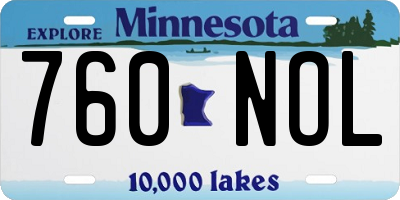 MN license plate 760NOL