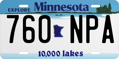 MN license plate 760NPA