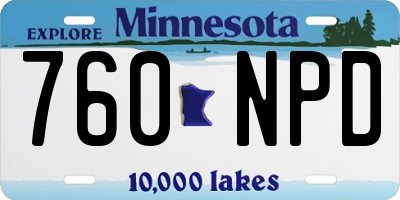 MN license plate 760NPD
