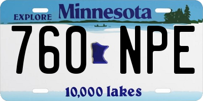 MN license plate 760NPE