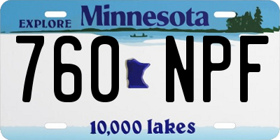 MN license plate 760NPF
