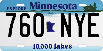MN license plate 760NYE