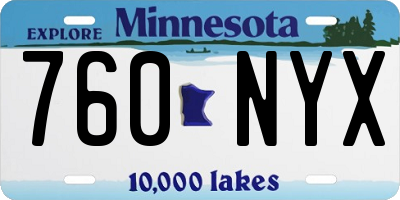 MN license plate 760NYX