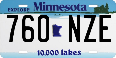 MN license plate 760NZE