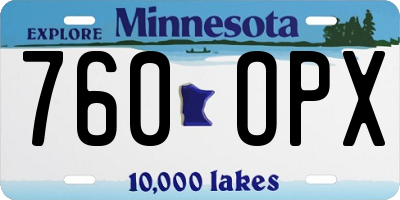 MN license plate 760OPX