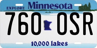MN license plate 760OSR