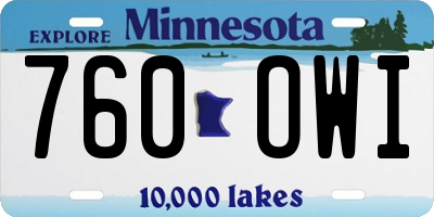 MN license plate 760OWI