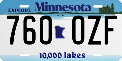 MN license plate 760OZF