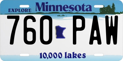 MN license plate 760PAW
