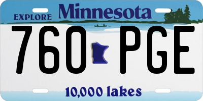 MN license plate 760PGE