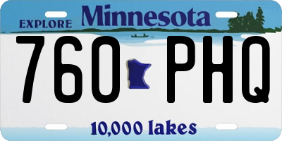 MN license plate 760PHQ