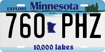 MN license plate 760PHZ