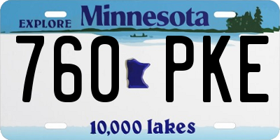 MN license plate 760PKE