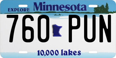MN license plate 760PUN