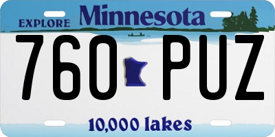 MN license plate 760PUZ