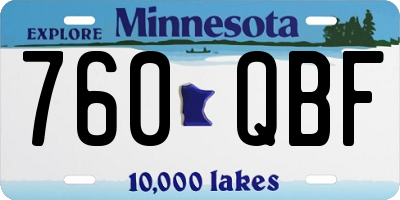 MN license plate 760QBF