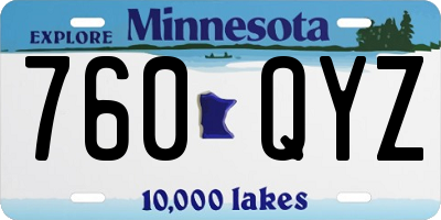 MN license plate 760QYZ
