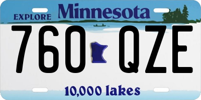 MN license plate 760QZE