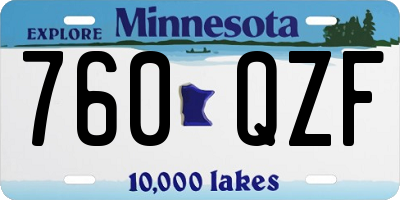 MN license plate 760QZF