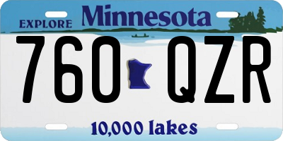 MN license plate 760QZR