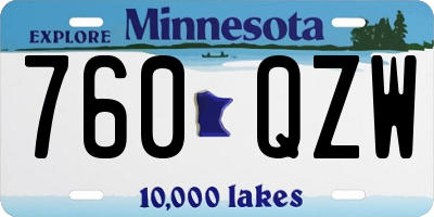 MN license plate 760QZW