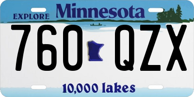 MN license plate 760QZX