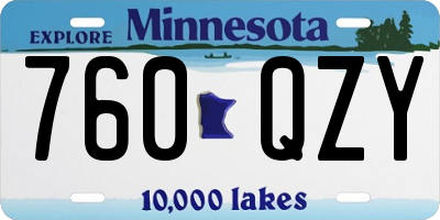 MN license plate 760QZY