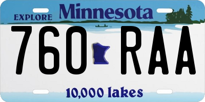 MN license plate 760RAA