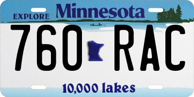 MN license plate 760RAC