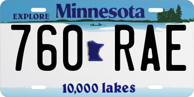 MN license plate 760RAE