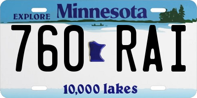 MN license plate 760RAI