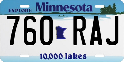MN license plate 760RAJ